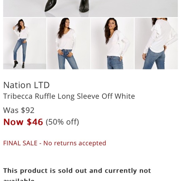 Nation Ltd Tribecca long sleeve slightly sheer ruffle top. Small. - Picture 2 of 8